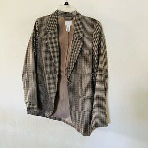 H&M Brown Black Houndstooth Blazer